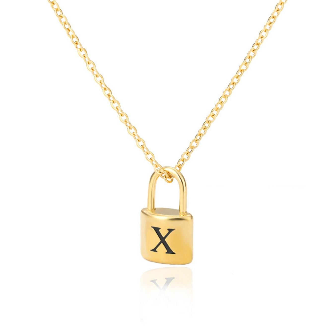 Initial Necklace "Gold Lock"
