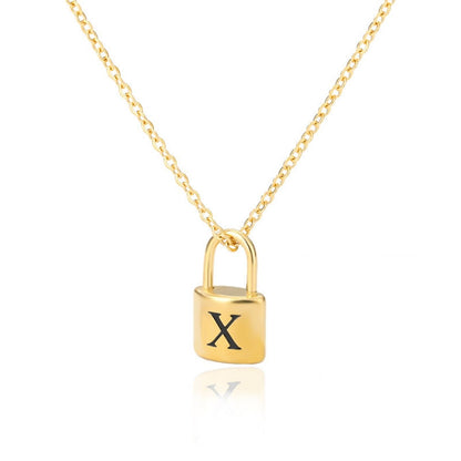 Initial Necklace "Gold Lock"