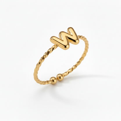 Adjustable Initial Ring "Minimalist"