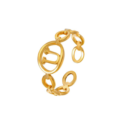 Adjustable Initial Ring "Linked Circle"