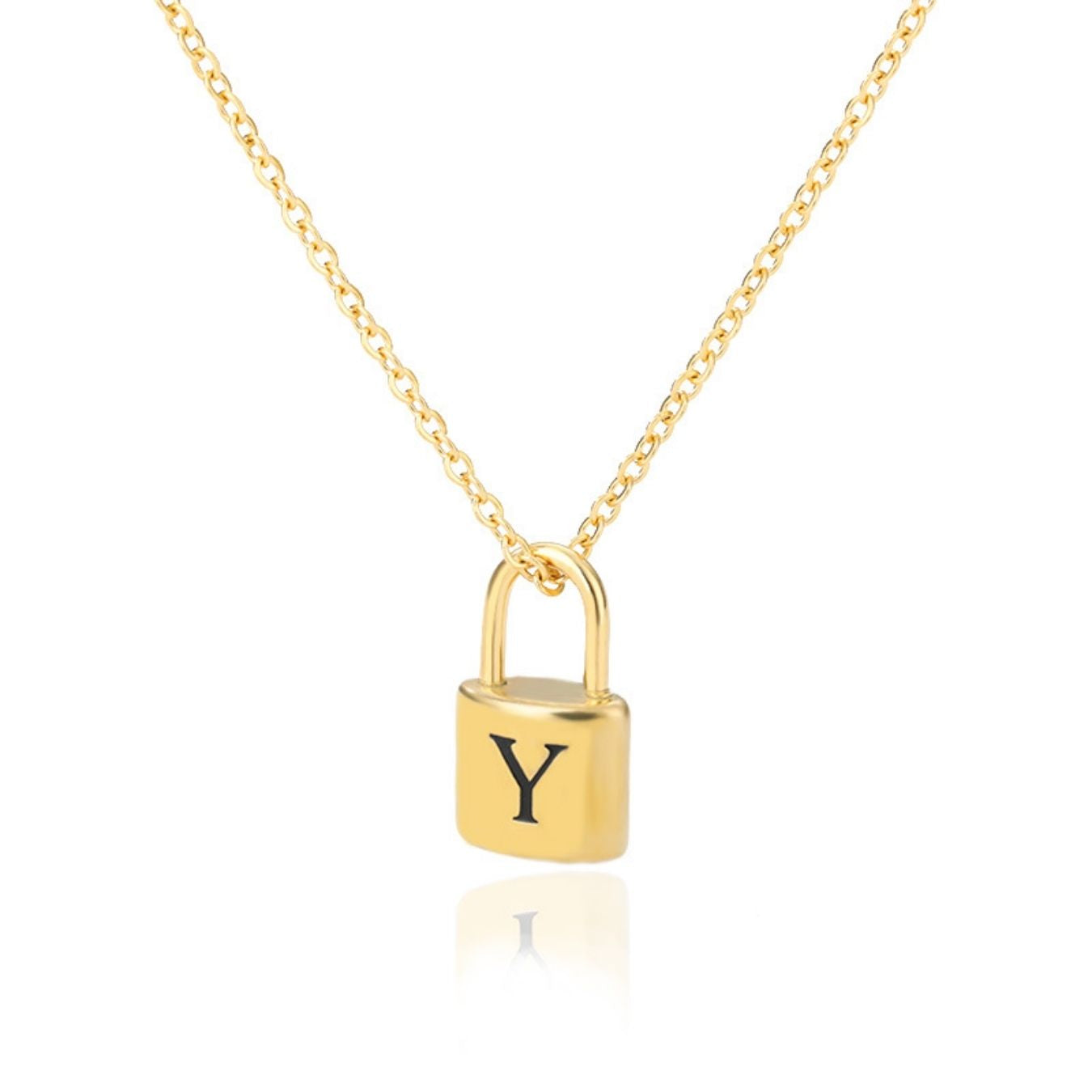 Initial Necklace "Gold Lock"