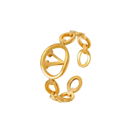 Adjustable Initial Ring "Linked Circle"