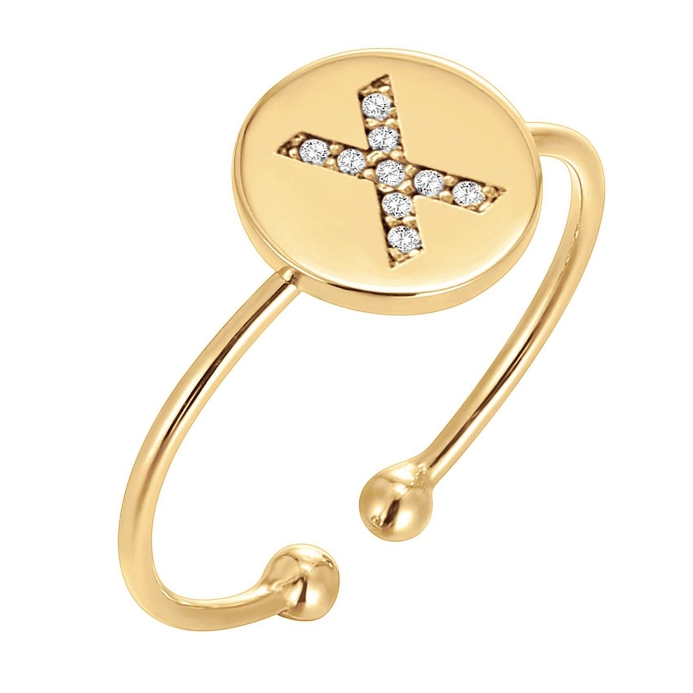 Adjustable Initial Ring "Gold Shine"