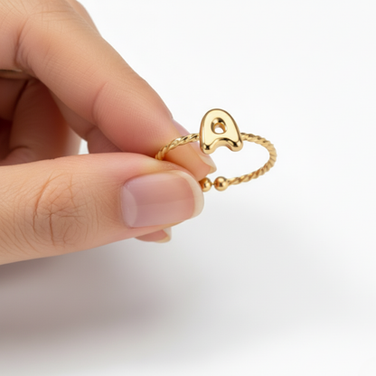 Adjustable Initial Ring "Minimalist"