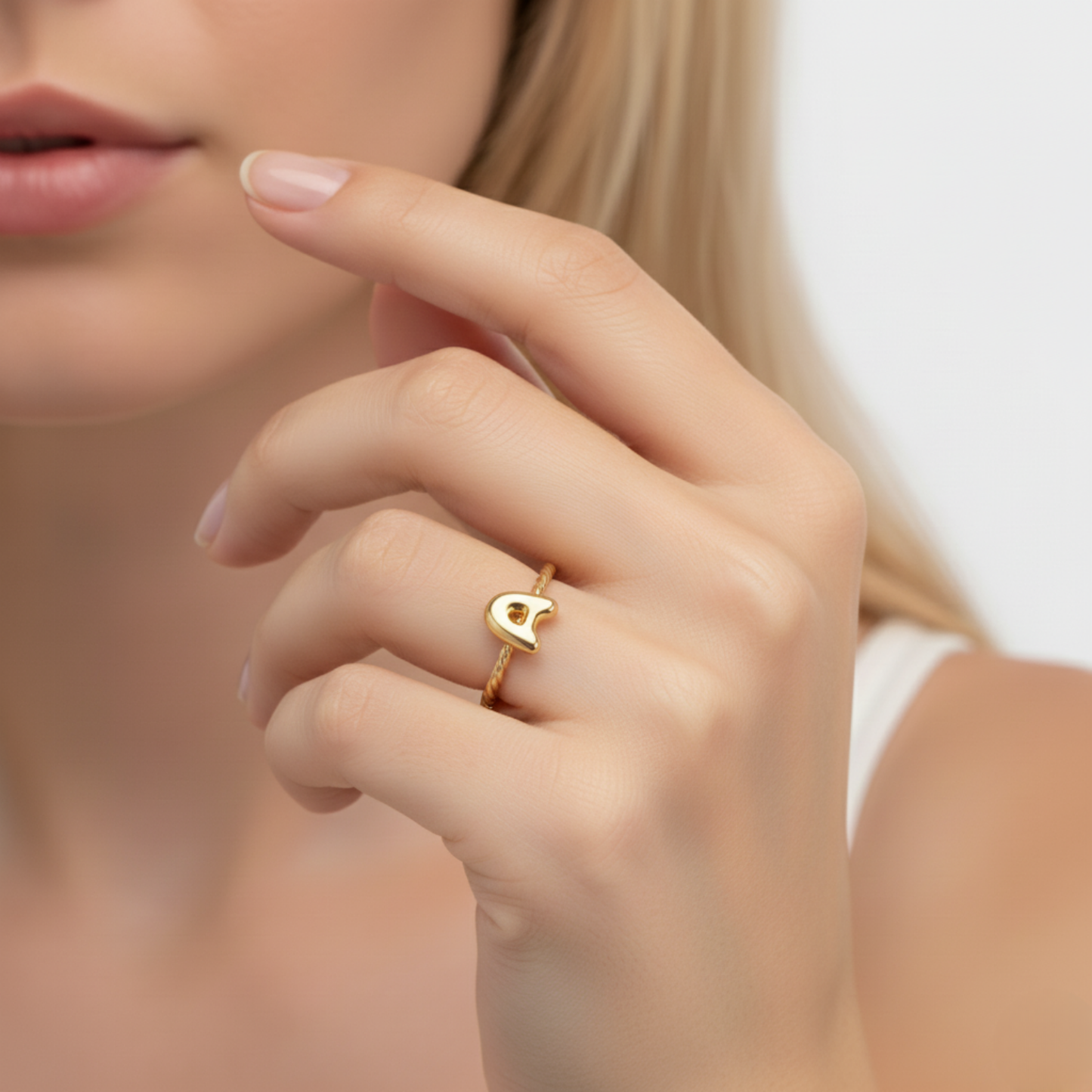 Adjustable Initial Ring "Minimalist"