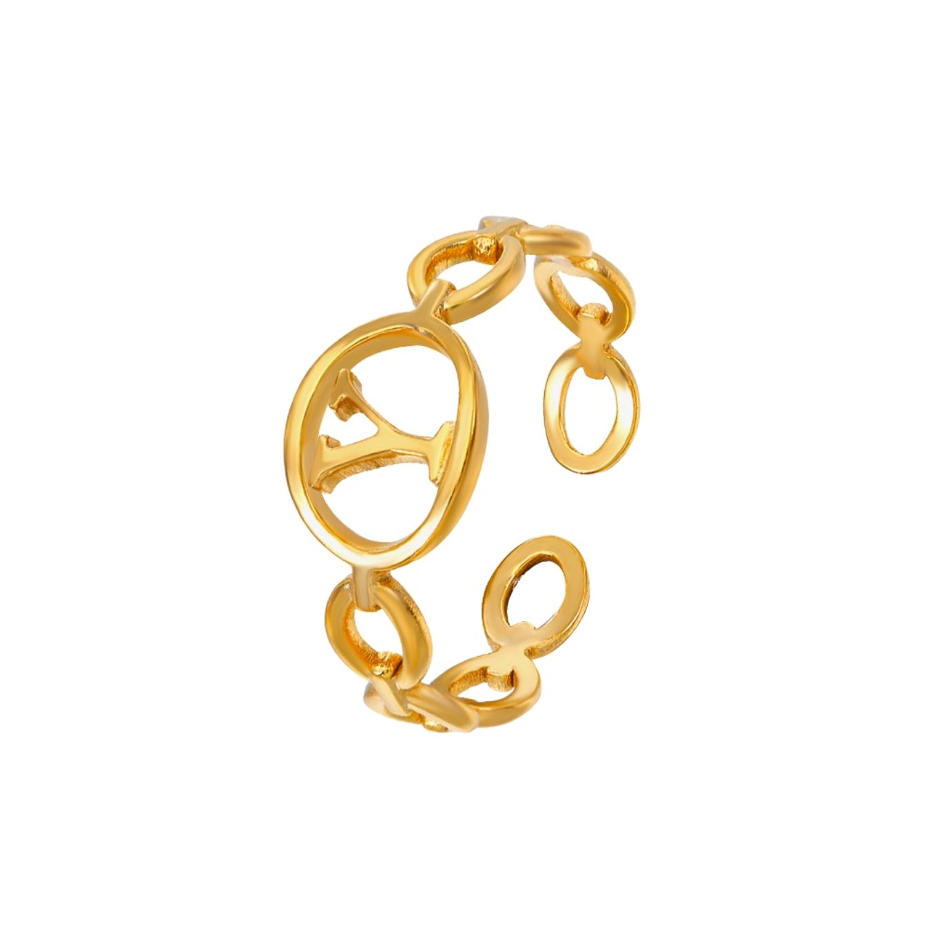 Adjustable Initial Ring "Linked Circle"