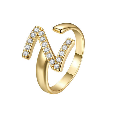 Adjustable Initial Ring "Twinkle"