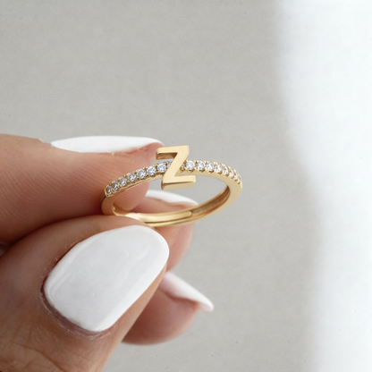 Adjustable Initial Ring "Sparkle"