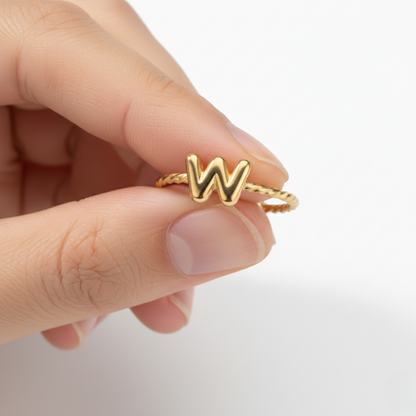 Adjustable Initial Ring "Minimalist"