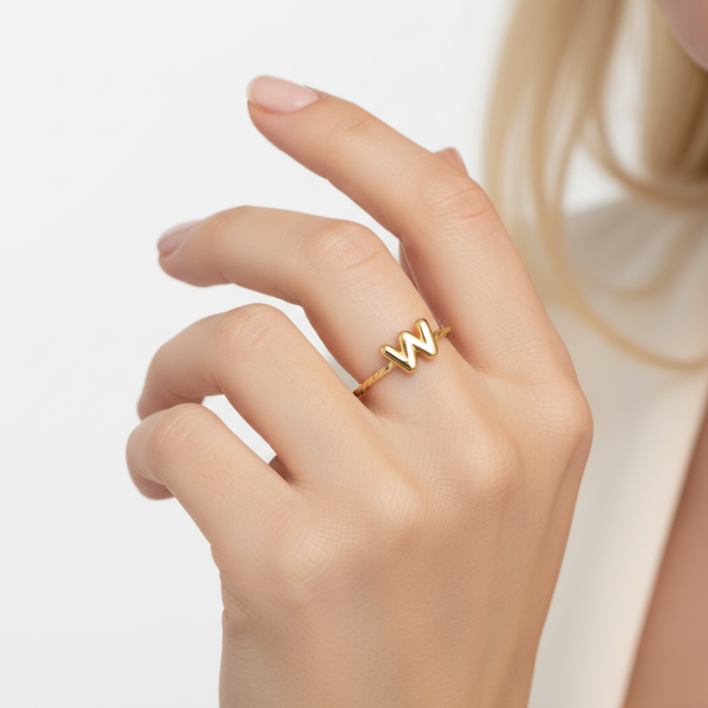 Adjustable Initial Ring "Minimalist"