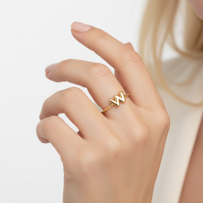 Adjustable Initial Ring "Minimalist"
