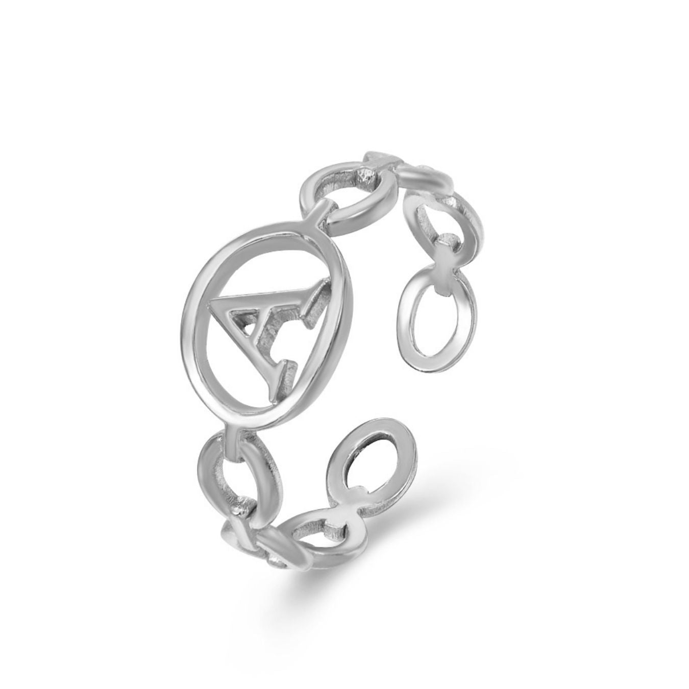 Adjustable Initial Ring "Linked Circle"