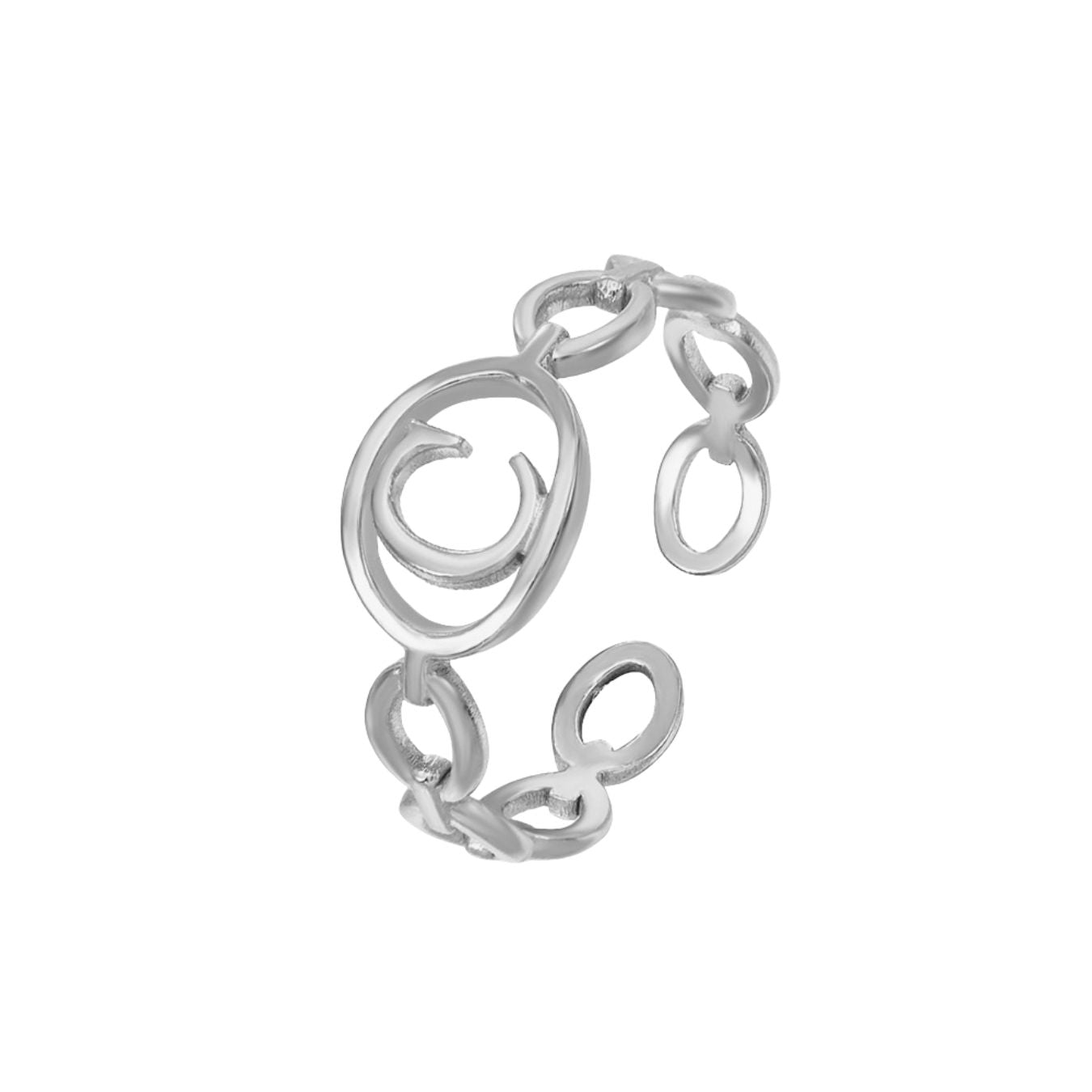 Adjustable Initial Ring "Linked Circle"