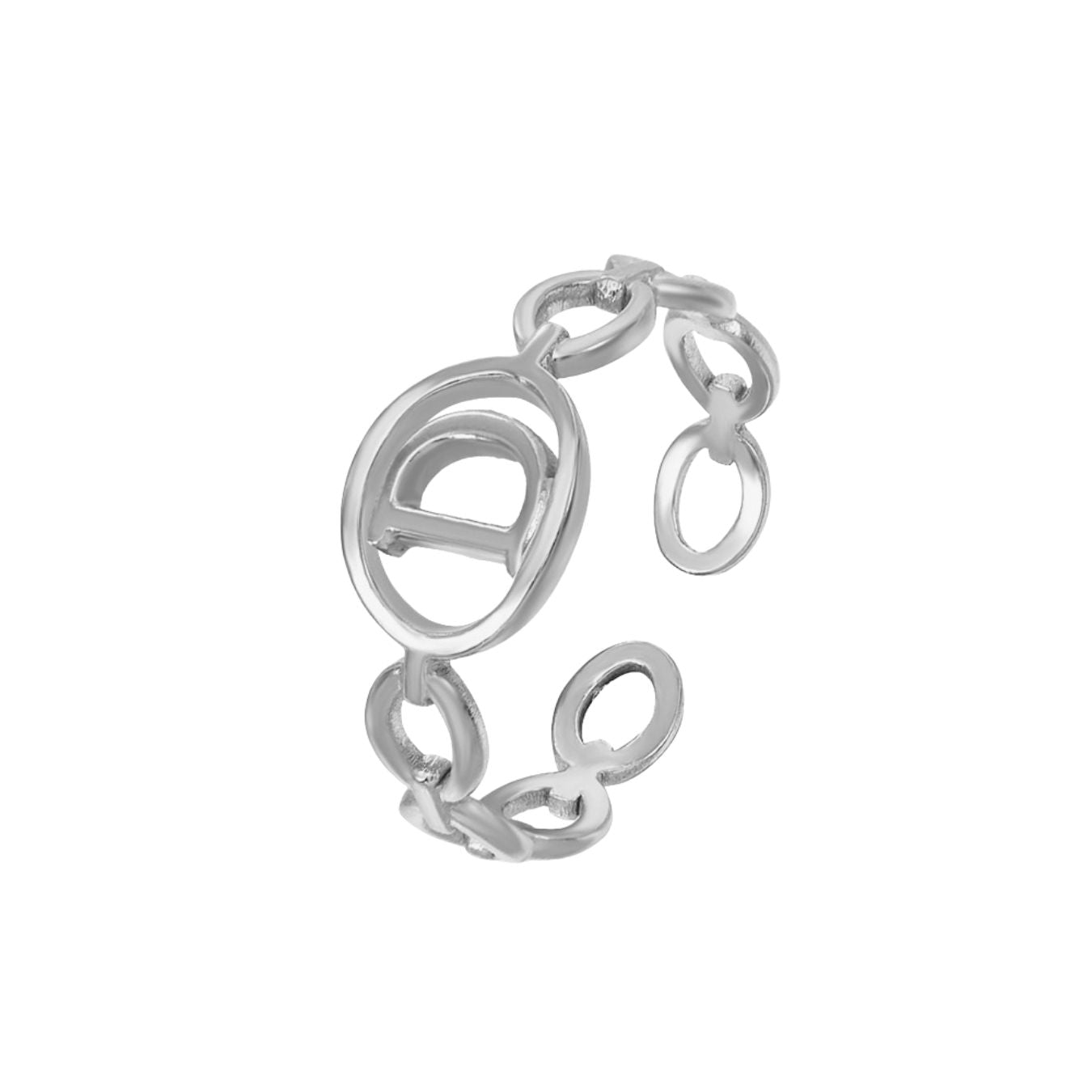 Adjustable Initial Ring "Linked Circle"
