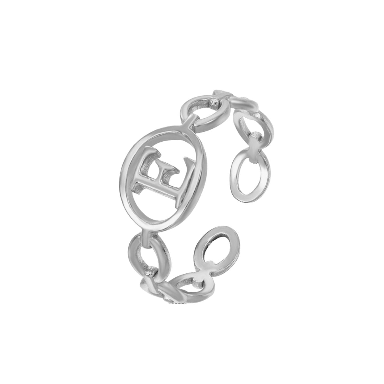 Adjustable Initial Ring "Linked Circle"