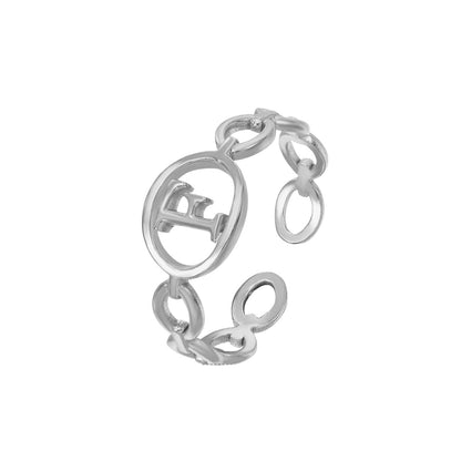 Adjustable Initial Ring "Linked Circle"