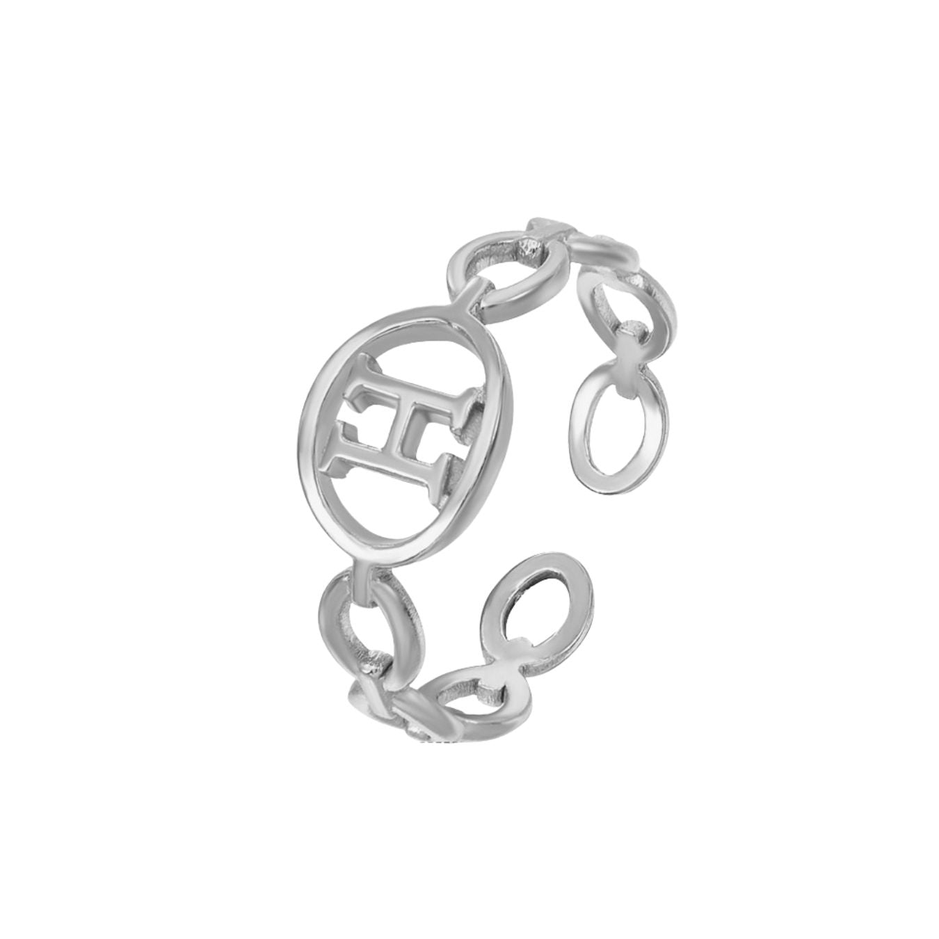 Adjustable Initial Ring "Linked Circle"
