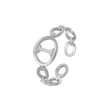Adjustable Initial Ring "Linked Circle"