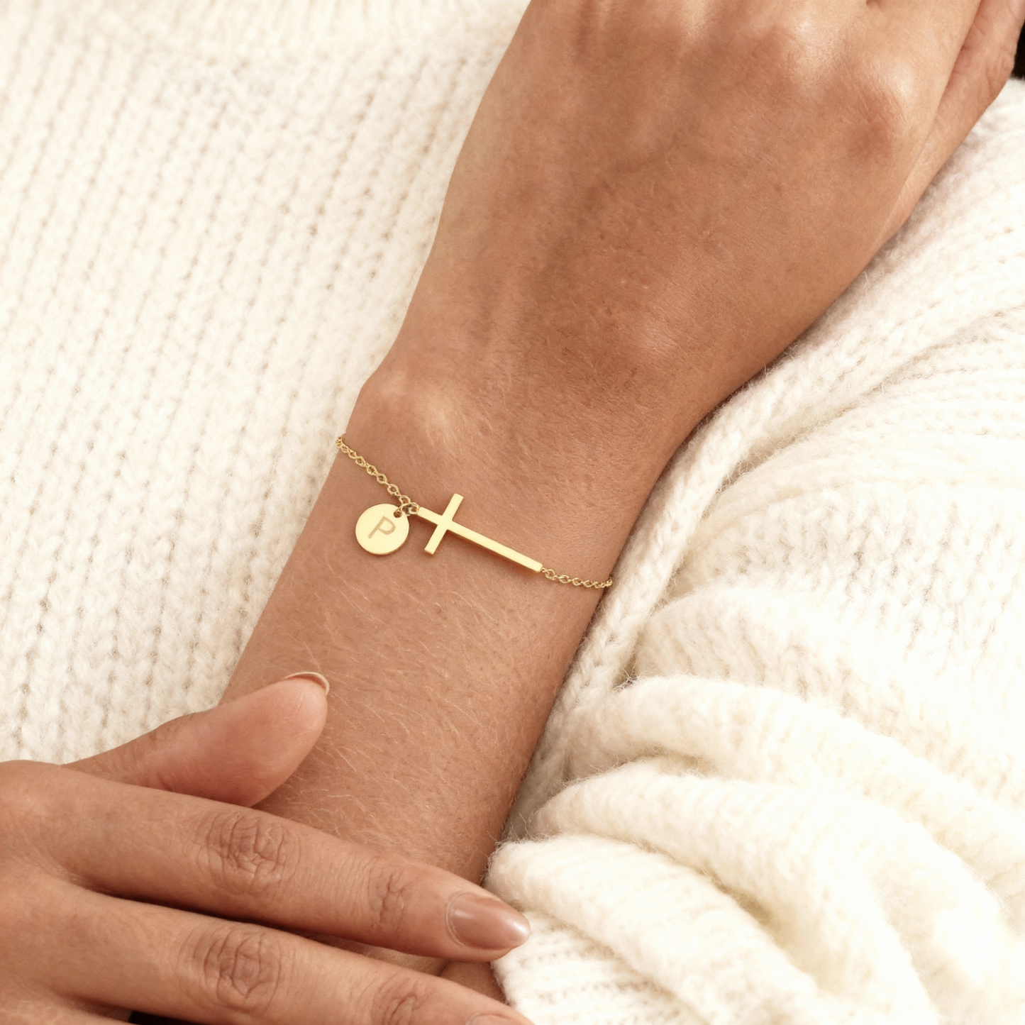 Initial Bracelet "Cross"