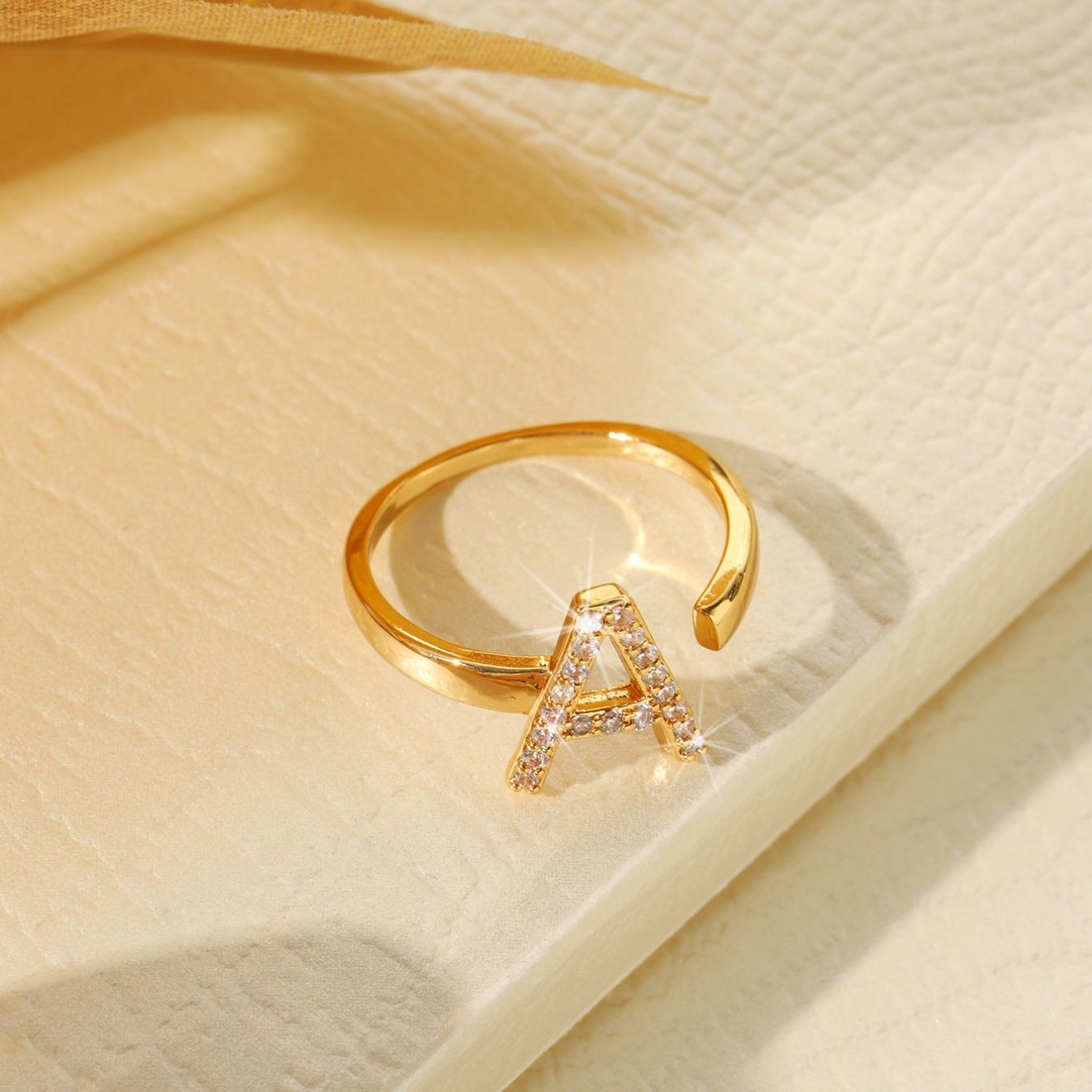 Adjustable Initial Ring "Twinkle"