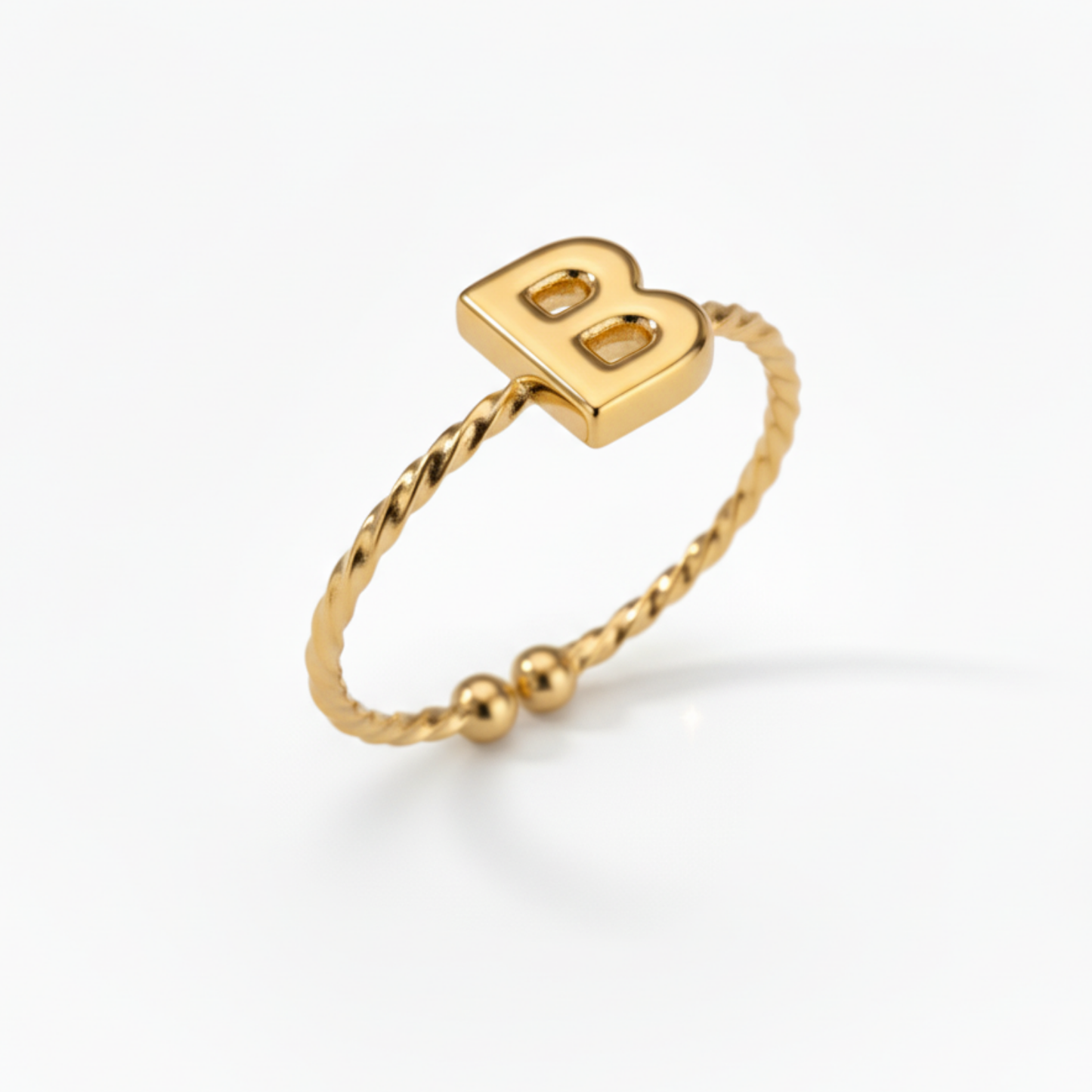 Adjustable Initial Ring "Minimalist"