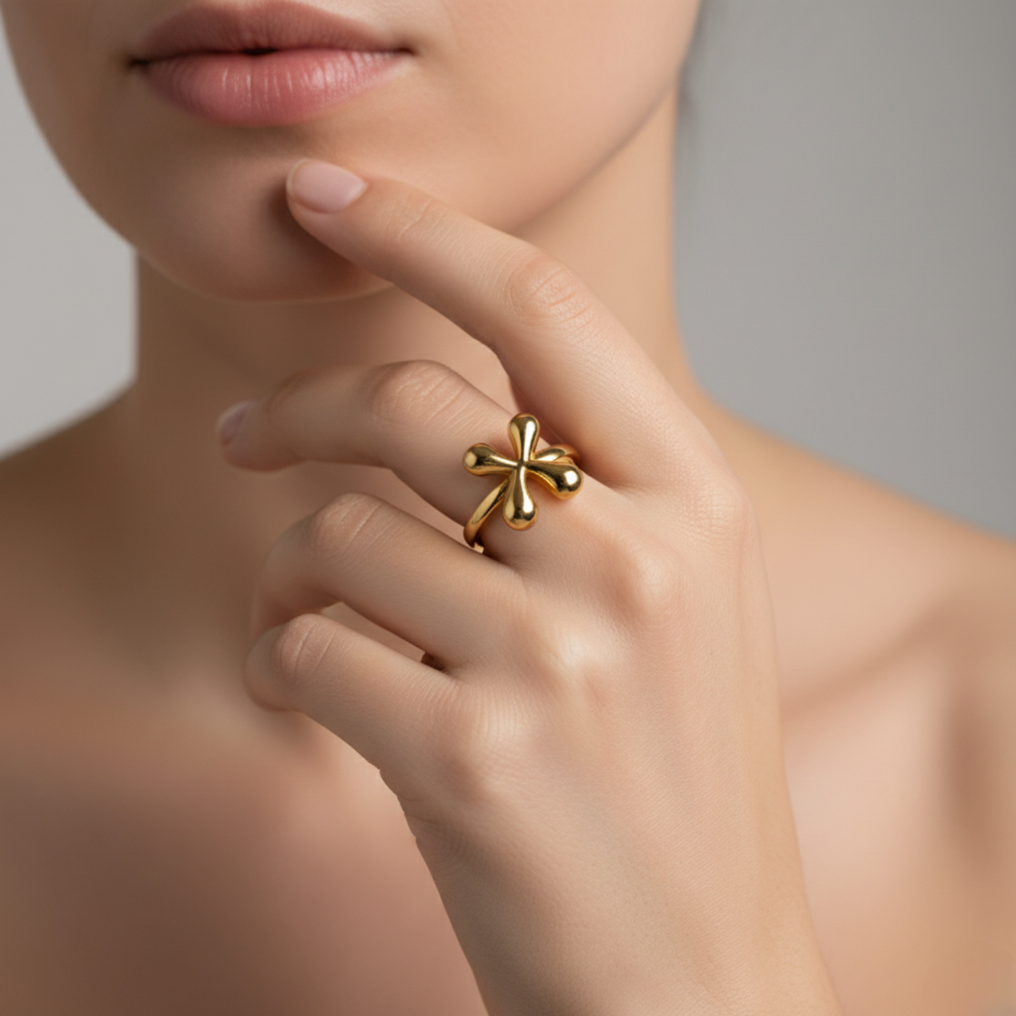 Adjustable Initial Ring "Luxe Bubble"