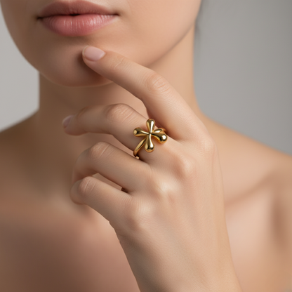 Adjustable Initial Ring "Luxe Bubble"