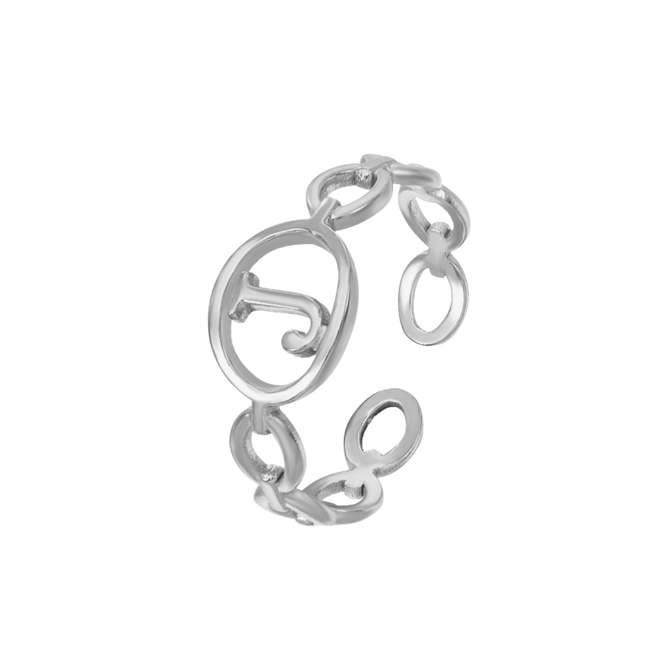 Adjustable Initial Ring "Linked Circle"