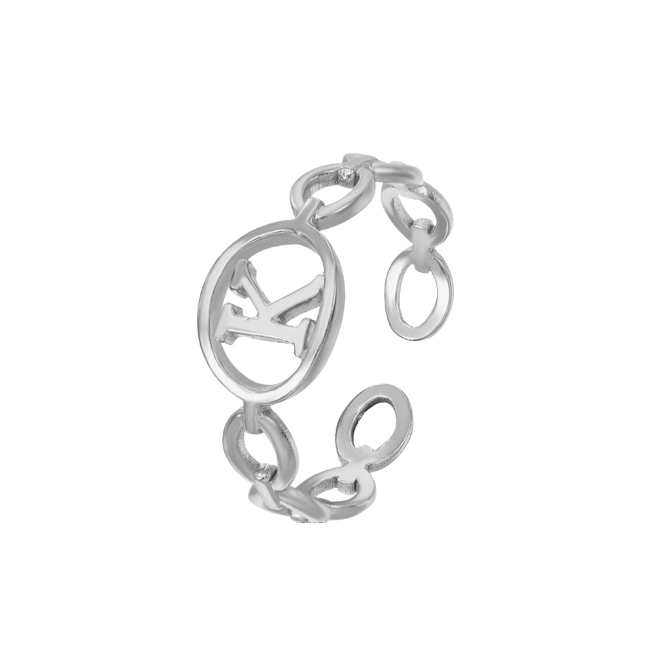 Adjustable Initial Ring "Linked Circle"