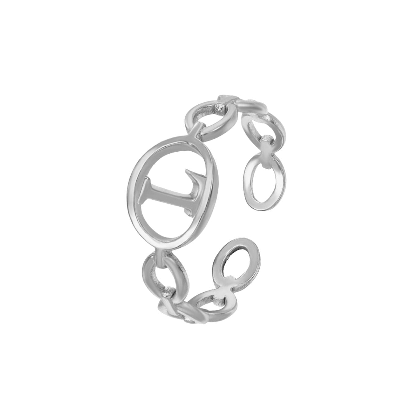 Adjustable Initial Ring "Linked Circle"