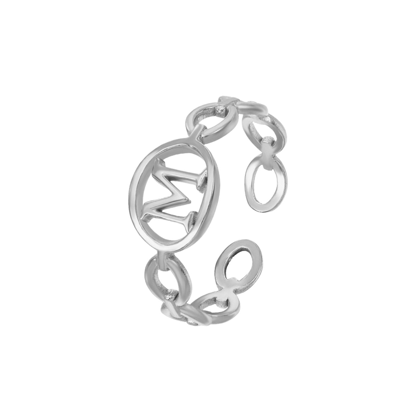 Adjustable Initial Ring "Linked Circle"