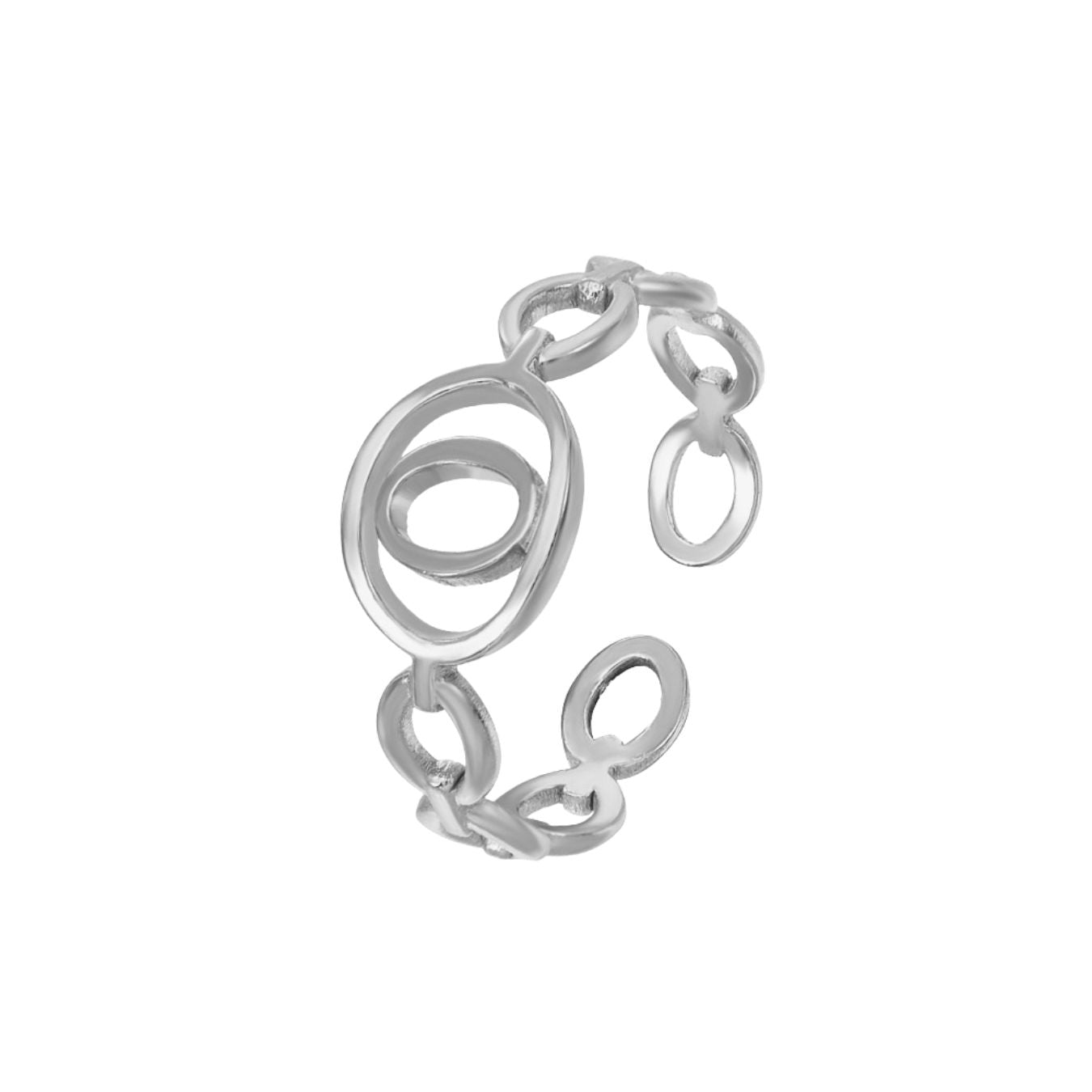 Adjustable Initial Ring "Linked Circle"