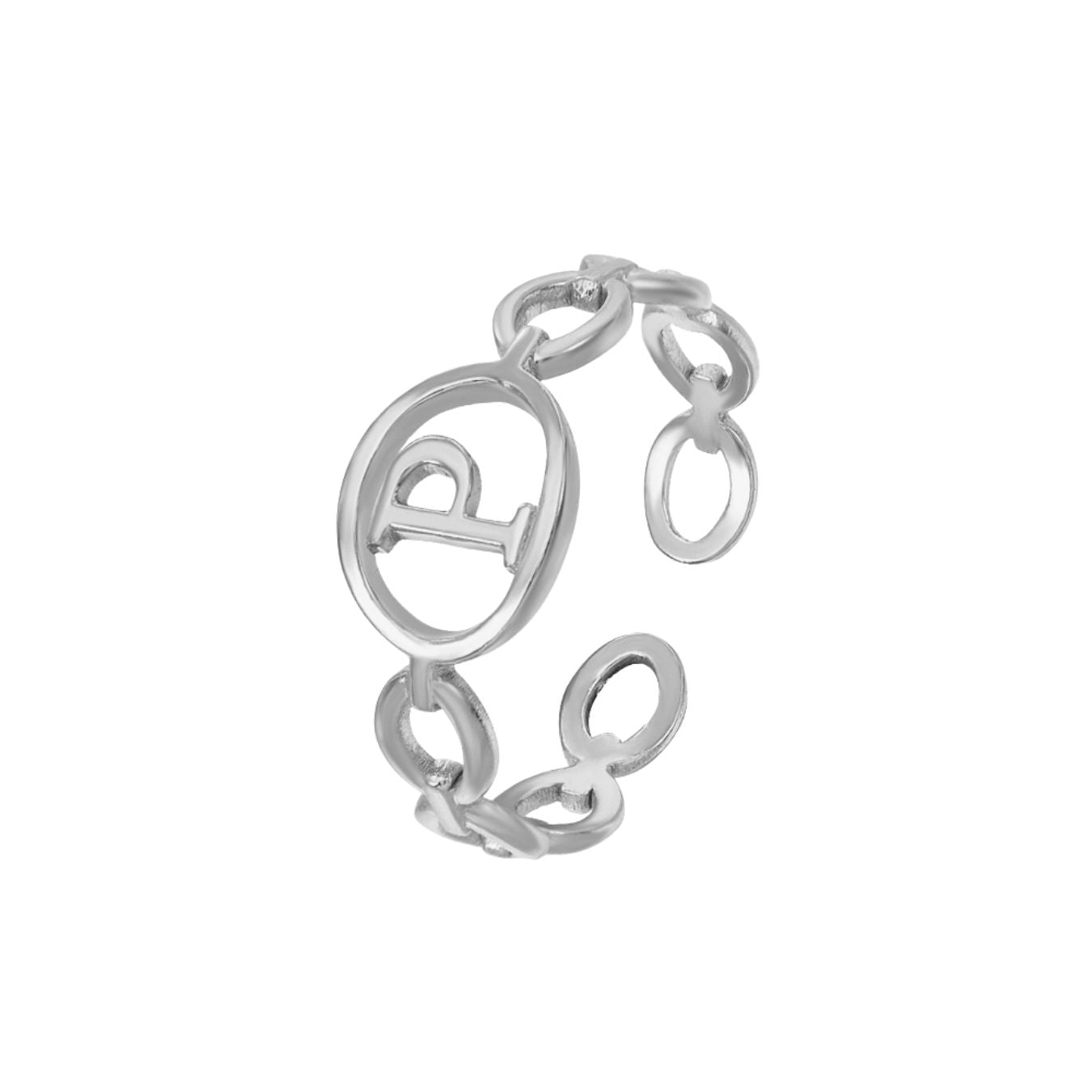 Adjustable Initial Ring "Linked Circle"