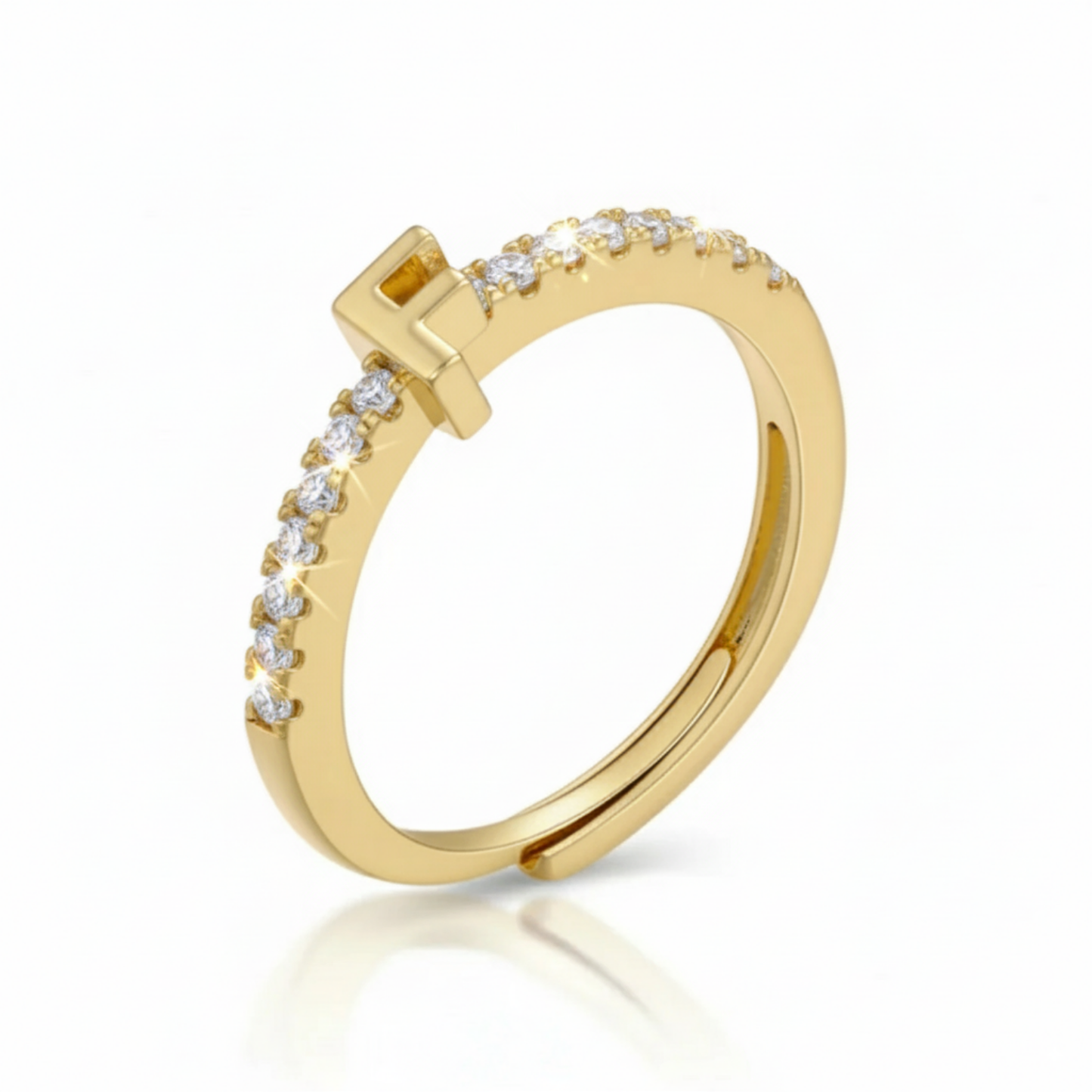 Adjustable Initial Ring "Sparkle"