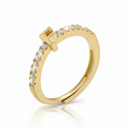 Adjustable Initial Ring "Sparkle"