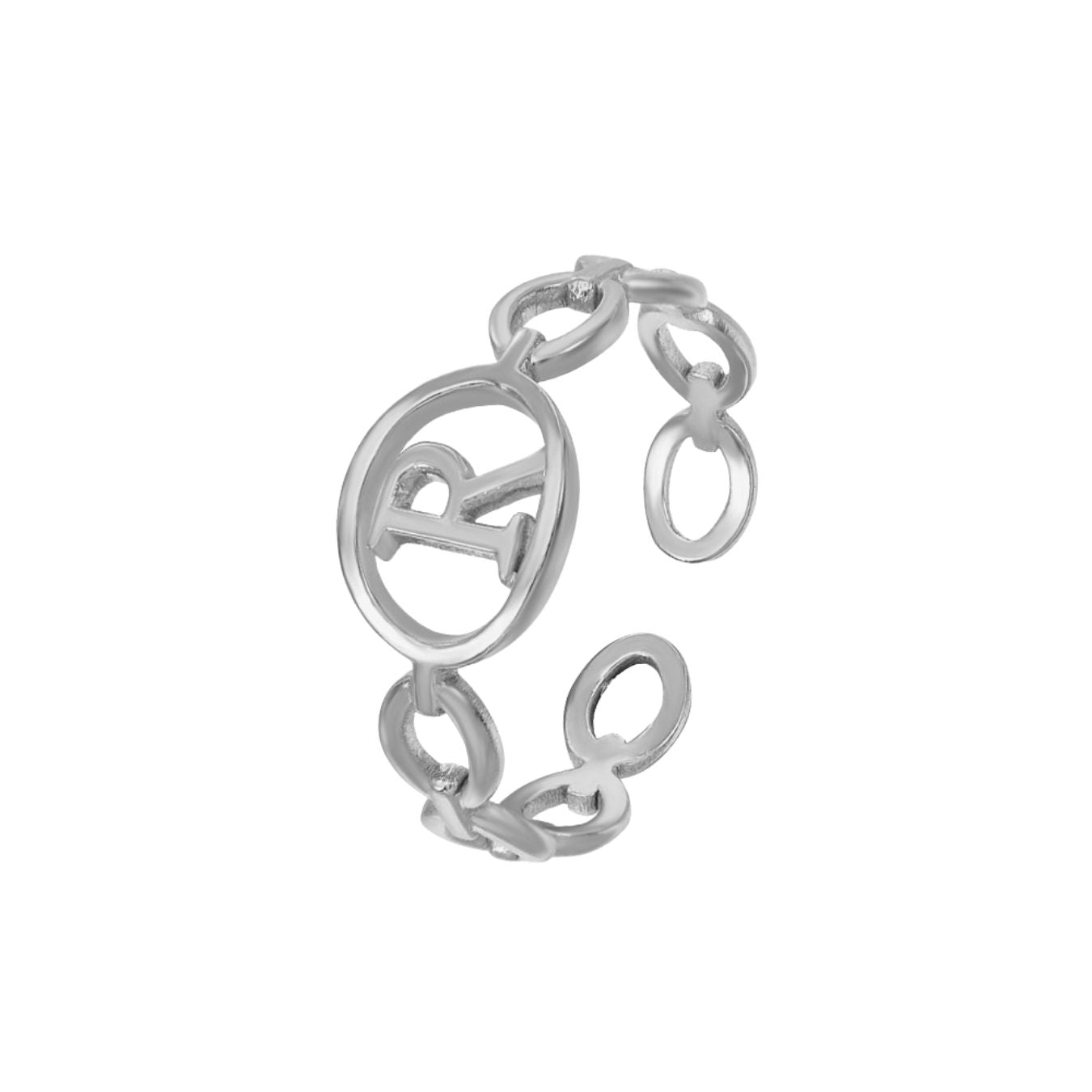 Adjustable Initial Ring "Linked Circle"