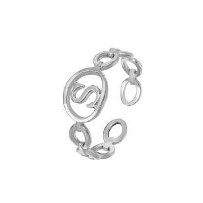 Adjustable Initial Ring "Linked Circle"