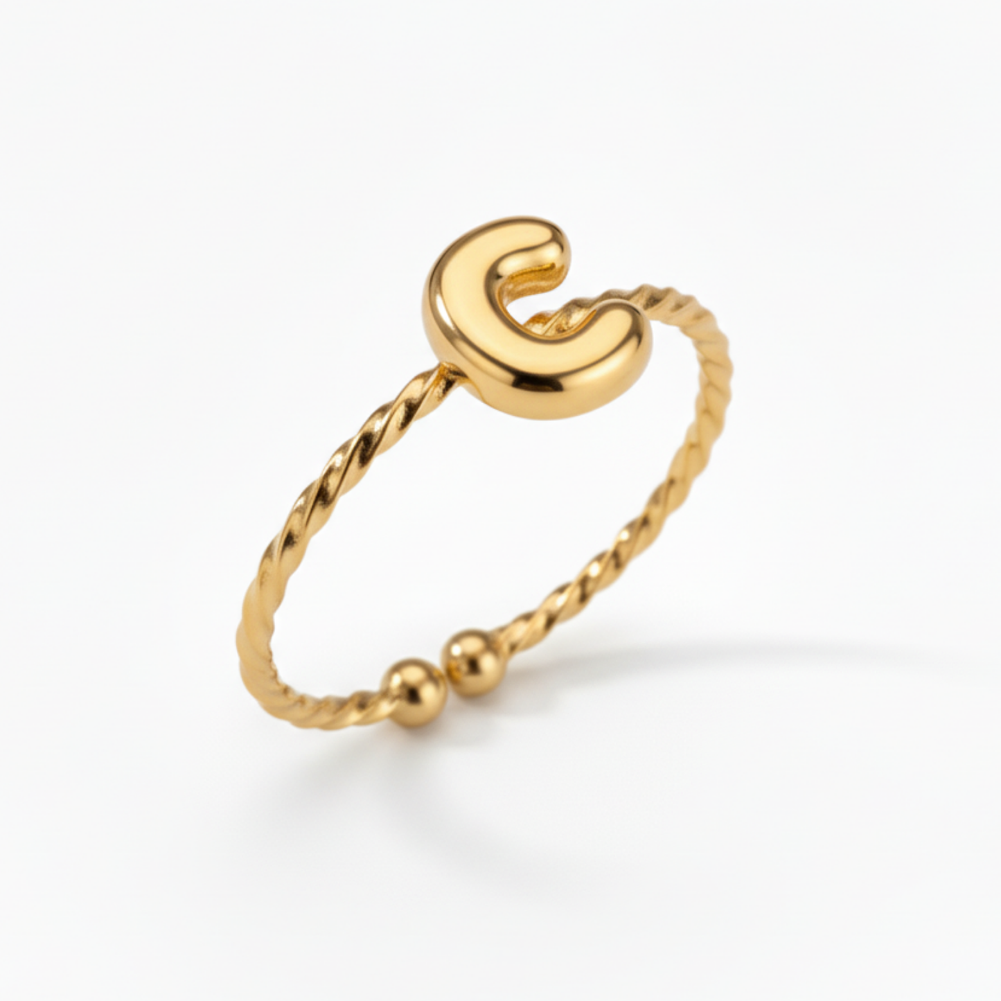 Adjustable Initial Ring "Minimalist"