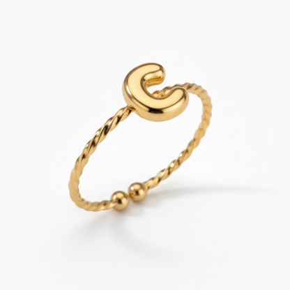 Adjustable Initial Ring "Minimalist"