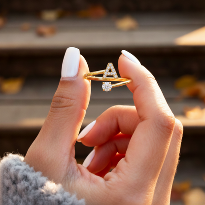 Adjustable Initial Ring "Classic" with card message & gift box
