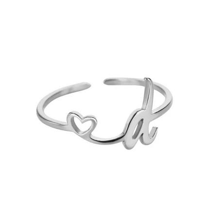 Adjustable Initial Ring "Pretty"