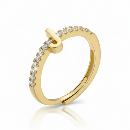 Adjustable Initial Ring "Sparkle"