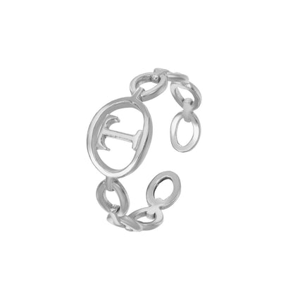 Adjustable Initial Ring "Linked Circle"