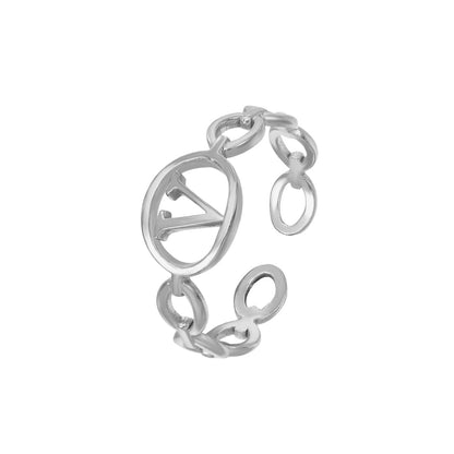 Adjustable Initial Ring "Linked Circle"
