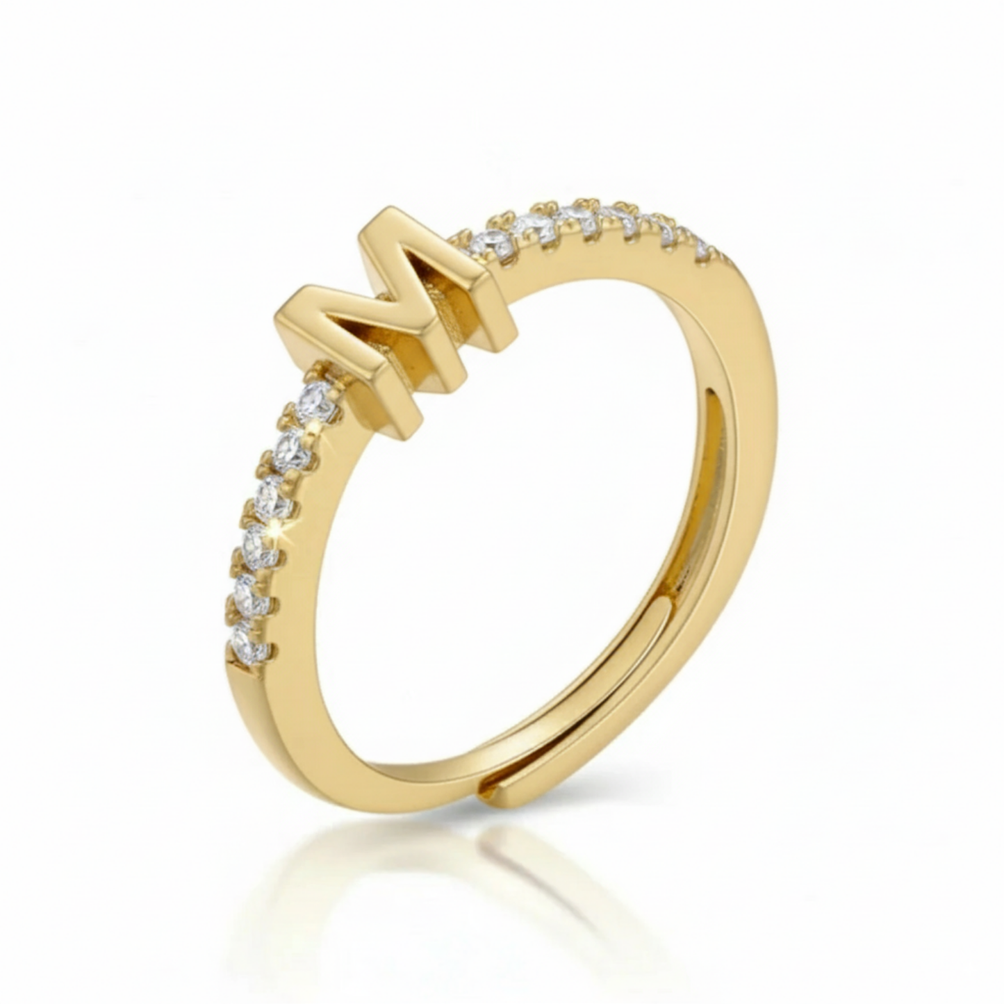 Adjustable Initial Ring "Sparkle"