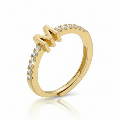 Adjustable Initial Ring "Sparkle"