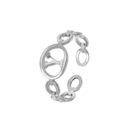 Adjustable Initial Ring "Linked Circle"