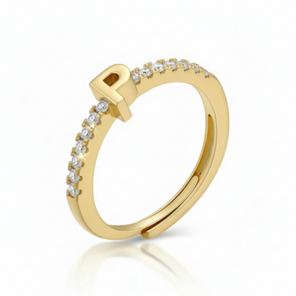 Adjustable Initial Ring "Sparkle"