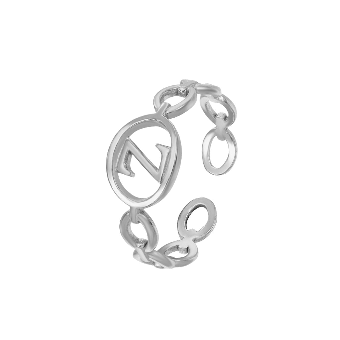 Adjustable Initial Ring "Linked Circle"