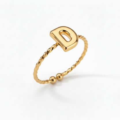 Adjustable Initial Ring "Minimalist"